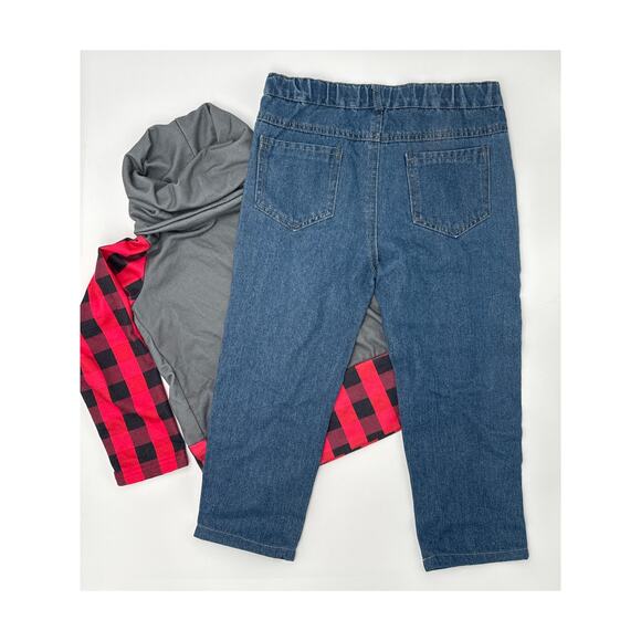 Sparkle in Pink | Cowel neck & Jeans Set | Girls 7/8 | Gray Red Black | plaid - Picture 5 of 6